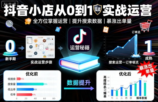 抖音小店从0到1实战运营,帮你全方位掌握小店运营,提升搜索数据与出单量-风淘社