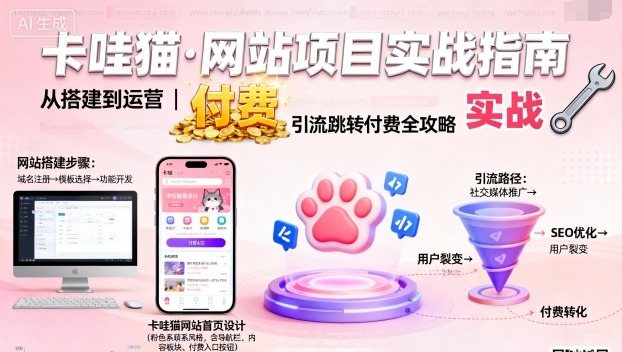 卡哇猫·网站项目，网站搭建与运营以及引流跳转付费-风淘社