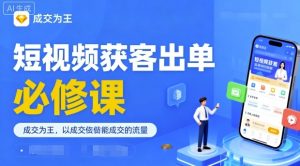 短视频获客出单必修课,成交为王,以成交为导向,直接做能成交的流量-风淘社