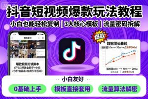 抖音短视频爆款玩法教程,小白也能轻松复制-风淘社