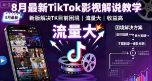 8月最新TikTok影视解说教学,新版解决TK目前困境,流量大,收益高-风淘社