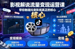 影视解说流量变现运营课，带你触碰抖音影视真正的核心-风淘社