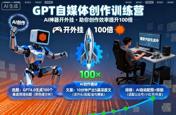 GPT自媒体创作训练营:AI神器开外挂,助你创作效率提升100倍-风淘社