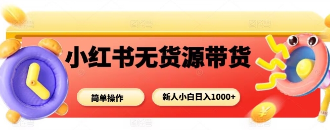 小红书无货源带货项目，简单无脑，新人小白日入多张-风淘社