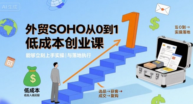 外贸SOHO从0到1低成本创业课,能够立刻上手实操与落地执行-风淘社