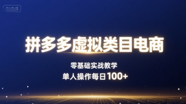 拼多多虚拟类目电商，零基础实战教学，单人操作每日100+-风淘社