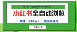 小红书全自动浏览项目，零投资，全程手机去跑，单账号一天10米+，可无限矩阵去做【揭秘】-风淘社