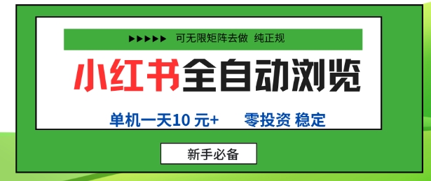 小红书全自动浏览项目,零投资,全程手机去跑,单账号一天10米+,可无限矩阵去做【揭秘】-风淘社