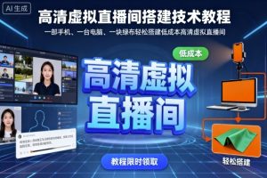高清虚拟直播间搭建技术教程，一部手机、一台电脑、一块绿布轻松搭建低成本高清虚拟直播间-风淘社