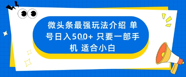 微头条最强玩法介绍一个号日入5张+只要一部手机适合小白-风淘社