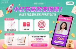 小红书高效变现课,快速学习小红书完整体系和具体落地打法-风淘社