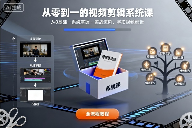 从零到一的视频剪辑系统课，从0基础–系统掌握–实战进阶，学拍视频剪辑-风淘社