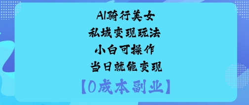 AI骑行美女私域变现玩法小白可操作当日就能变现-风淘社