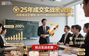 25年成交实战密训营,高客单成交课程,助力个体创业者和企业卖爆产品-风淘社