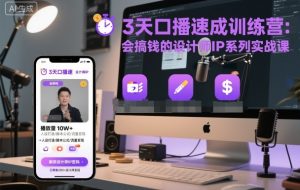 3天口播速成训练营,会搞钱的设计师IP系列实战课-风淘社