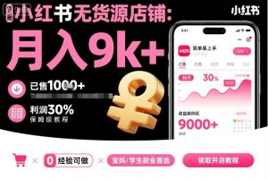 小红书无货源店铺项目,简单易上手,月入9k+,保姆级教程-风淘社