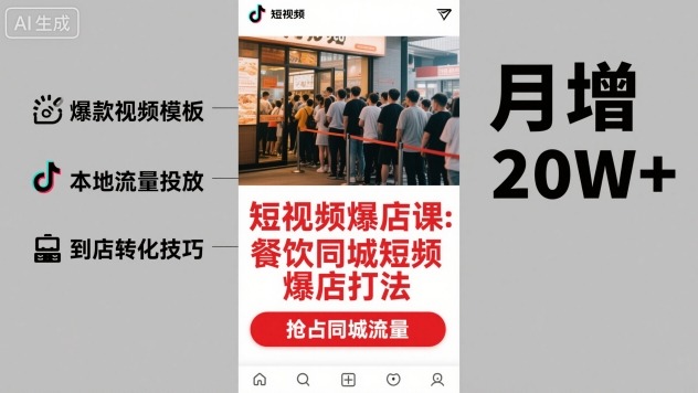 短视频爆店课,餐饮同城短视频爆店打法-风淘社
