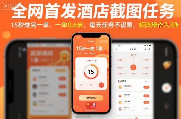 全网首发酒店截图任务,15秒做完一单,一单0.6米,每天任务不设限,矩阵操作日入3张【揭秘】-风淘社