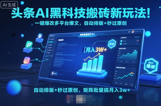 头条AI黑科技搬砖新玩法!一键爆改多平台爆文,自动排版+秒过原创,矩阵批量搞月入3w+【揭秘】-风淘社