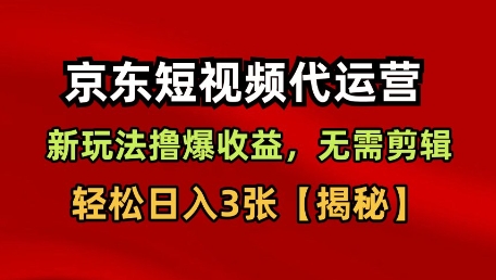 京东短视频带货,新玩法撸爆收益,无需剪辑,无需选品,轻松日入3张【揭秘】-风淘社