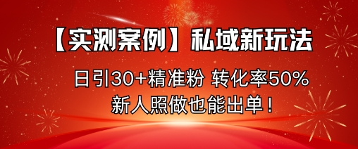 【实测案例】私域新玩法,日引30+精准粉,转化率50%,新人照做也能出单!-风淘社