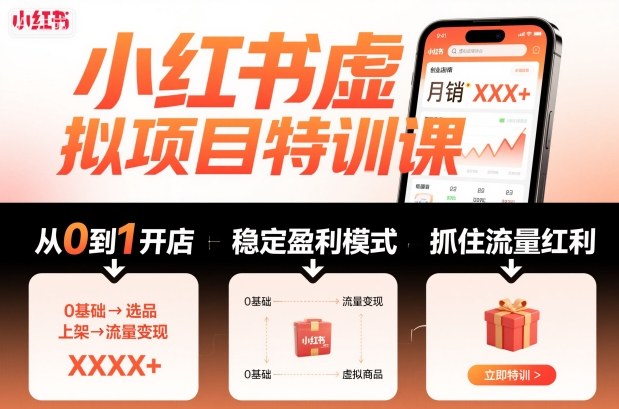 小红书虚拟项目特训课,帮你从0到1打造稳定盈利的店铺,抓住流量红利(更新9月)-风淘社