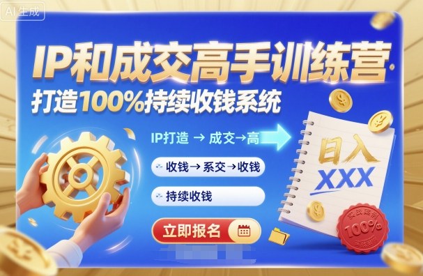 带你成为IP和成交高手的训练营,打造100%持续收钱系统-风淘社