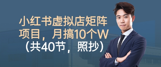 小红书虚拟店矩阵项目,照抄照做,月搞1W+(共40节)-风淘社