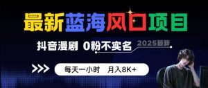 最新蓝海风口项目，抖音漫剧，0粉不实名每天一小时，月入8K+【揭秘】-风淘社