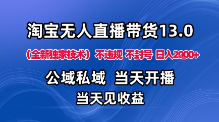 淘宝无人直播13.0,公域私域技术,不封号,不违规布局下半年旺季赛道,日入1K+(独家技术)【揭秘】-风淘社