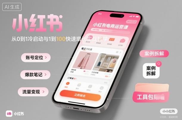小红书电商运营课:从0到1冷启动与1到100快速增长实战教学-风淘社