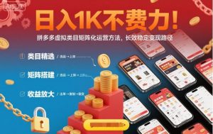 日入1K不费力!拼多多虚拟类目矩阵化运营方法,长效稳定变现路径-风淘社