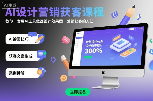 AI设计营销获客课程,教你一套用AI工具做画设计效果图,营销获客的方法-风淘社