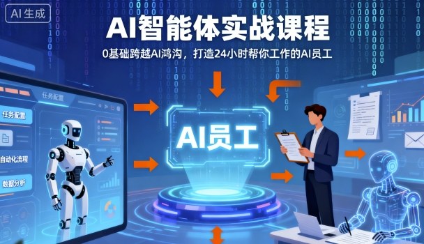 Ai智能体实战课程，0基础跨越Ai鸿沟，打造24小时帮你工作的Ai员工，打破常规，以实战定义Ai-风淘社