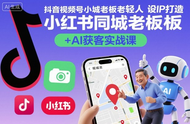 抖音视频号小红书同城老板轻人设IP打造+AI获客实战课,人设打造-算法拆解-拍摄剪辑-内容运营-AI创作-风淘社
