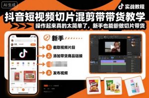 抖音短视频切片混剪带货教学,操作起来真的太简单了,新手也能做切片带货-风淘社