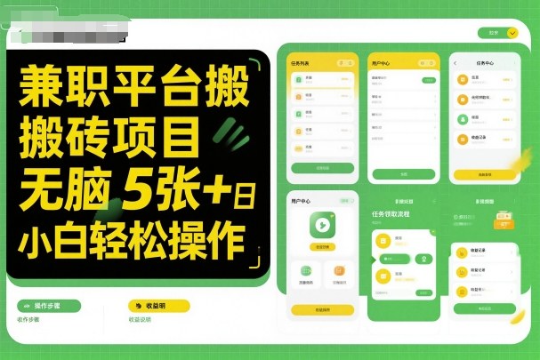 兼职平台搬砖项目无脑操作日入5张+小白轻松操作-风淘社
