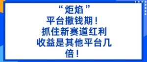 “炬焰”：平台撒钱期！抓住新赛道红利，5分钟二创内容，收益是其他平台几倍！-风淘社