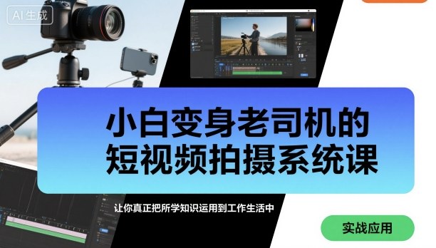 小白变身老司机的短视频拍摄系统课,让你真正把所学知识运用到工作生活中-风淘社