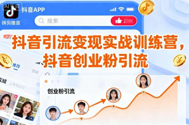 抖音引流变现实战训练营,抖音创业粉引流-风淘社