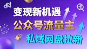 公众号流量主+私域网盘拉新,多方式变现,简单易上手,当天就有收益-风淘社