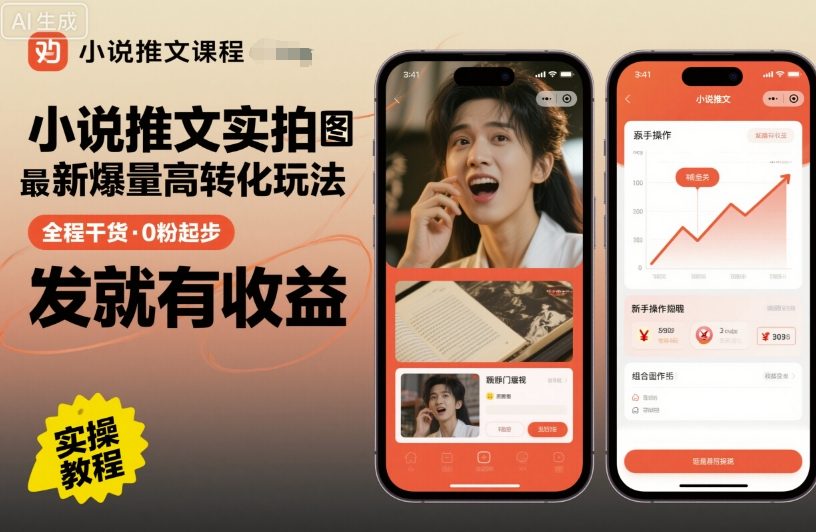 小说推文实拍双图文最新爆量高转化玩法,全程干货,0粉起步,发就有收益-风淘社