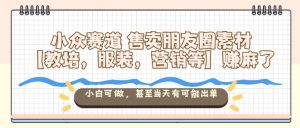 小众赛道售卖朋友圈素材【教培，服装，营销等】賺麻了，小白可做，甚至当天有可能出单-风淘社
