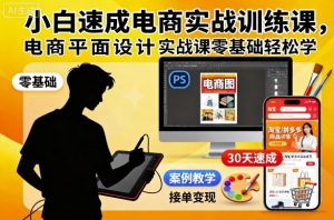 小白速成电商实战训练课,电商平面设计实战课零基础轻松学-风淘社