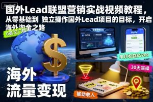 国外Lead联盟营销实战视频教程,从零基础到独立操作国外Lead项目的目标,开启海外淘金之路-风淘社