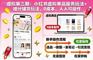 虚拟第三期:小红书虚拟单品服务玩法+细分铺货玩法,0成本,人人可操作-风淘社