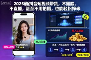 2025最新抖音短视频带货，不露脸、不直播，甚至不用拍摄，也能轻松挣米-风淘社