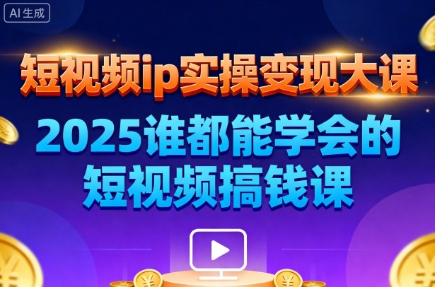 短视频ip实操变现大课,7月26-27日广州站线下课,2025谁都能学会的短视频搞钱课-风淘社