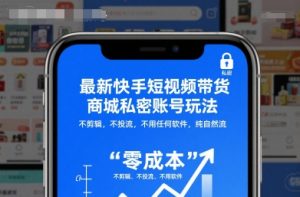 最新快手短视频带货商城私密账号玩法,不剪辑,不投流,不用任何软件,纯自然流-风淘社