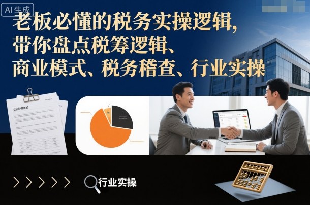 老板必懂的税务实操逻辑，带你盘点税筹逻辑、商业模式、税务稽查、行业实操-风淘社